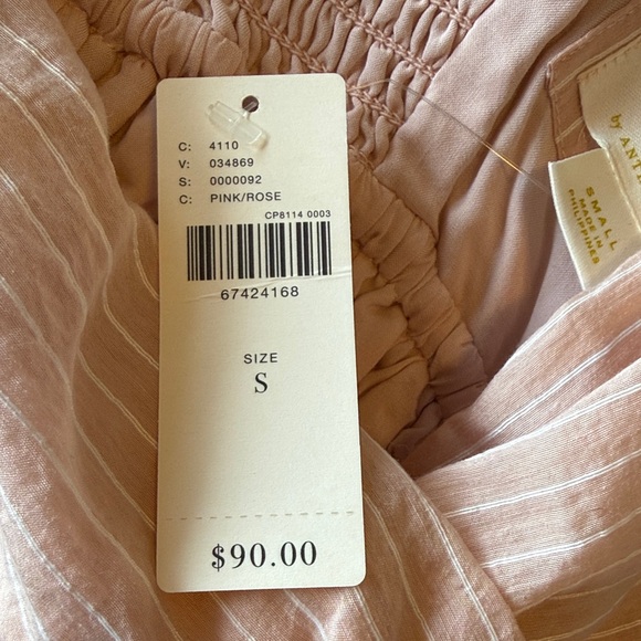 Anthropologie Maeve Pink Striped Peplum Crop Top - Picture 6 of 6